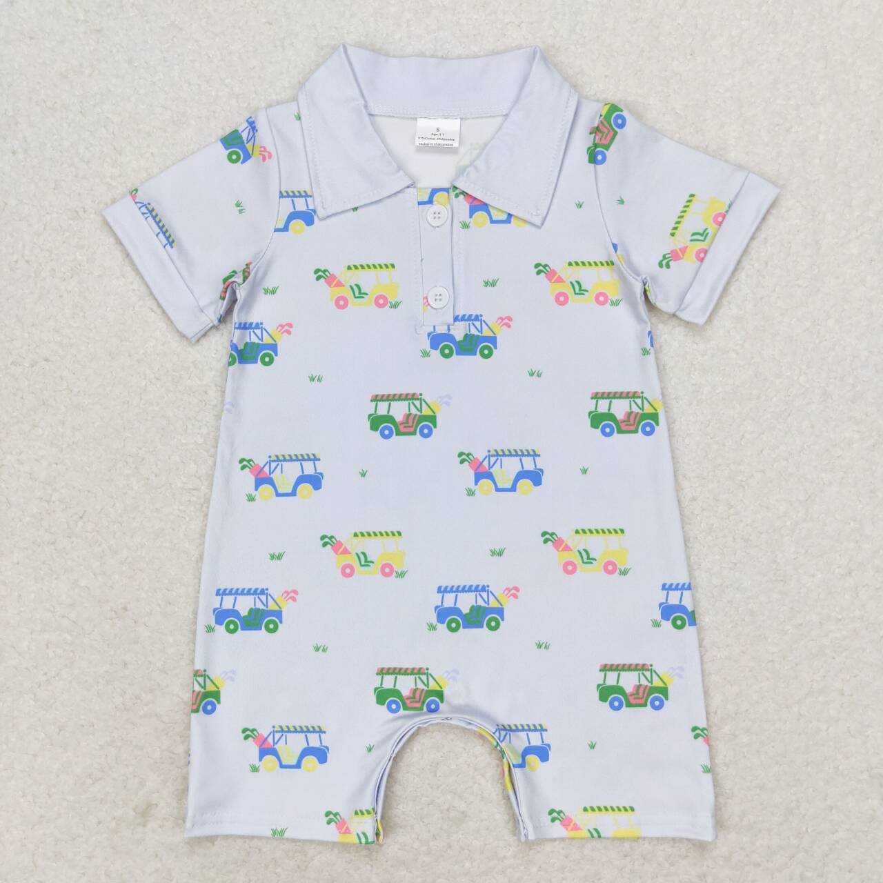SR0982  Golf Cart Blue Short Sleeve Bodysuit