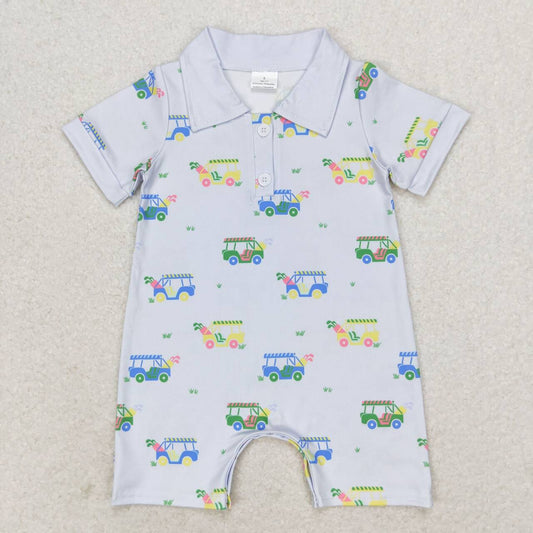 SR0982  Golf Cart Blue Short Sleeve Bodysuit