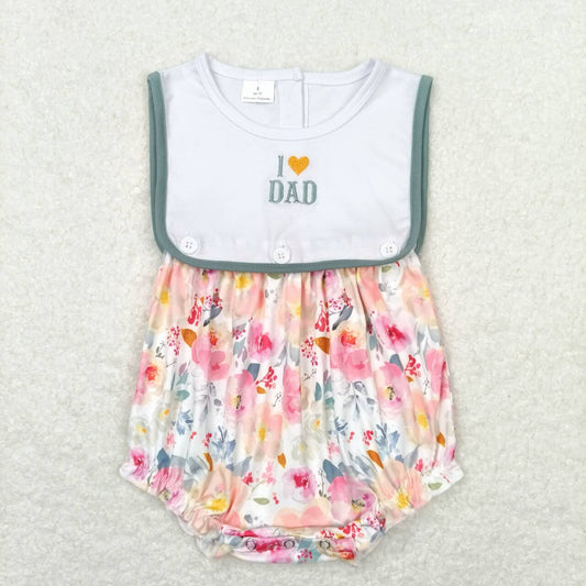 SR0988 I love dad embroidered love flower vest jumpsuit