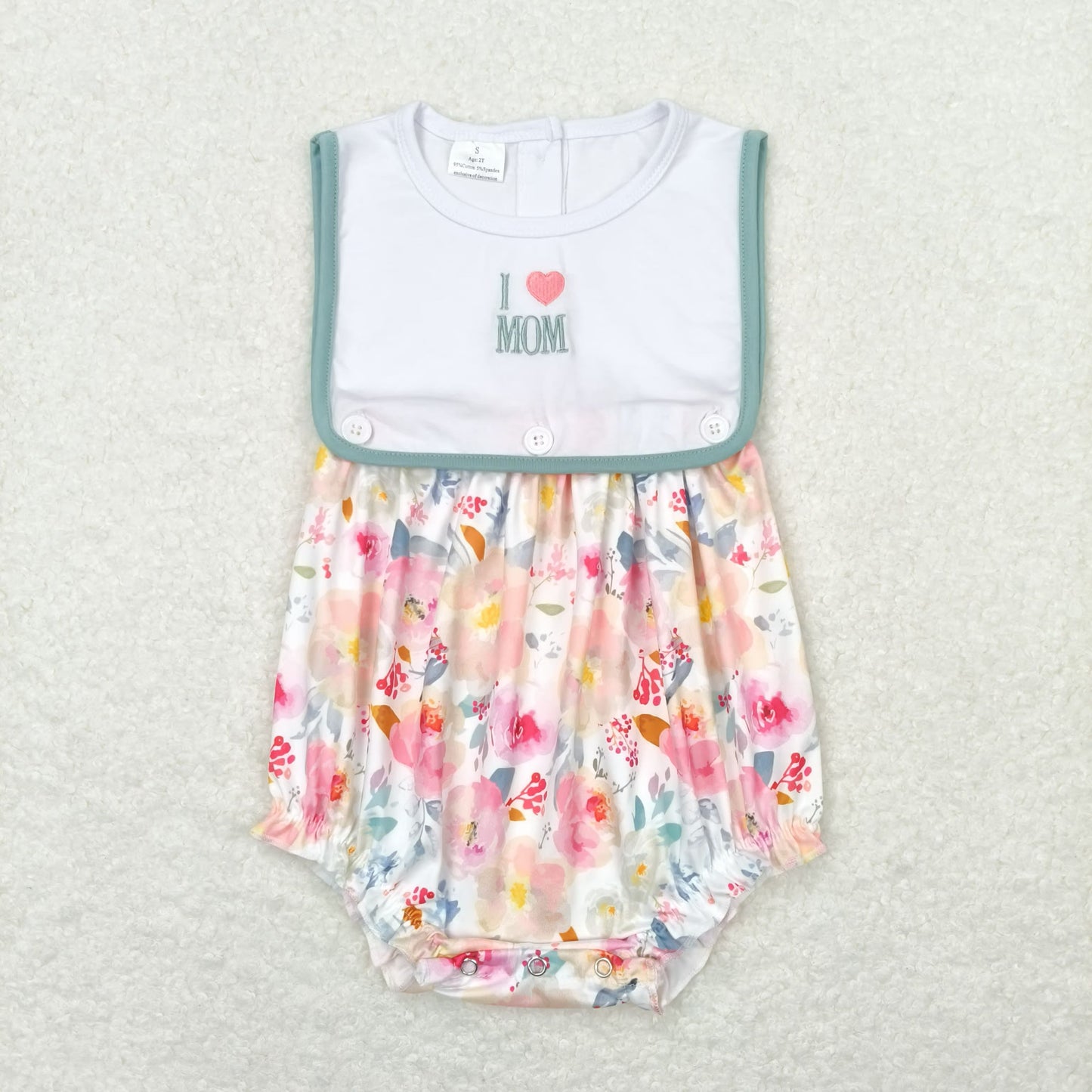 SR0989 I love mom embroidered love flower tank top jumpsuit