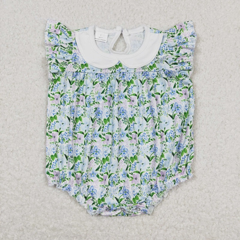 SR1004 Floral White Baby Doll Neck Tank Bodysuit