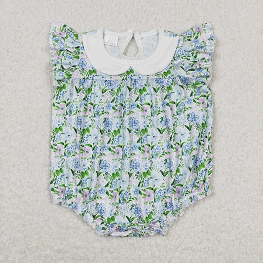 SR1004 Floral White Baby Doll Neck Tank Bodysuit