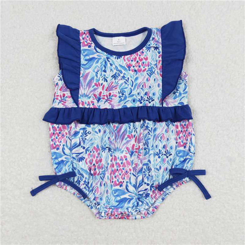 Match Baby Girls Flowers Set Romper  D 3.15