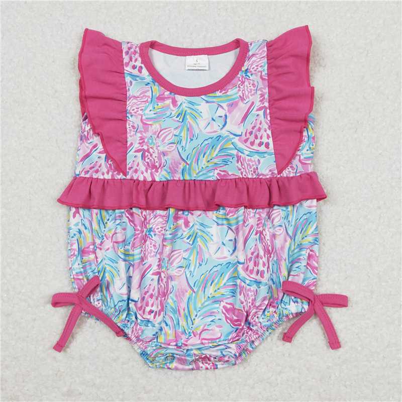 Match Baby Girls Flowers Set Romper  D 3.15
