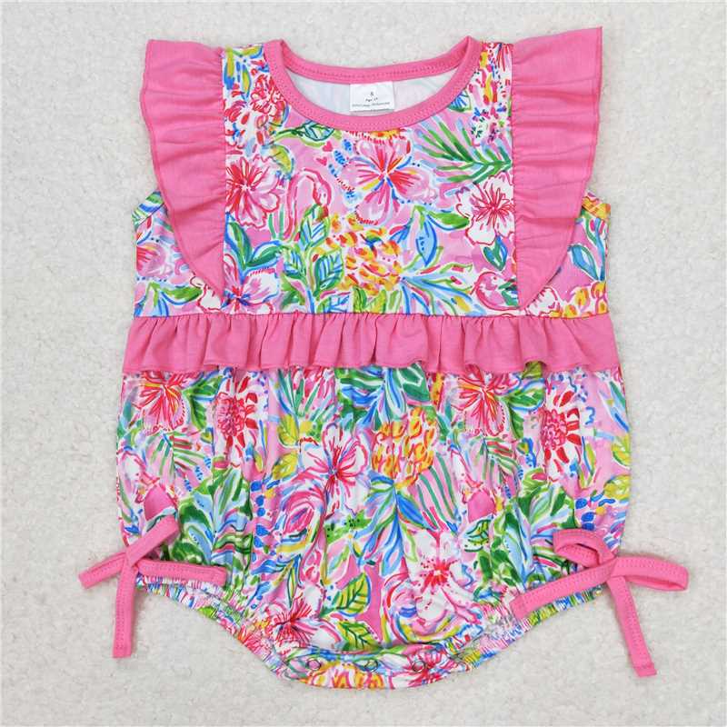 Match Baby Girls Flowers Set Romper  D 3.15