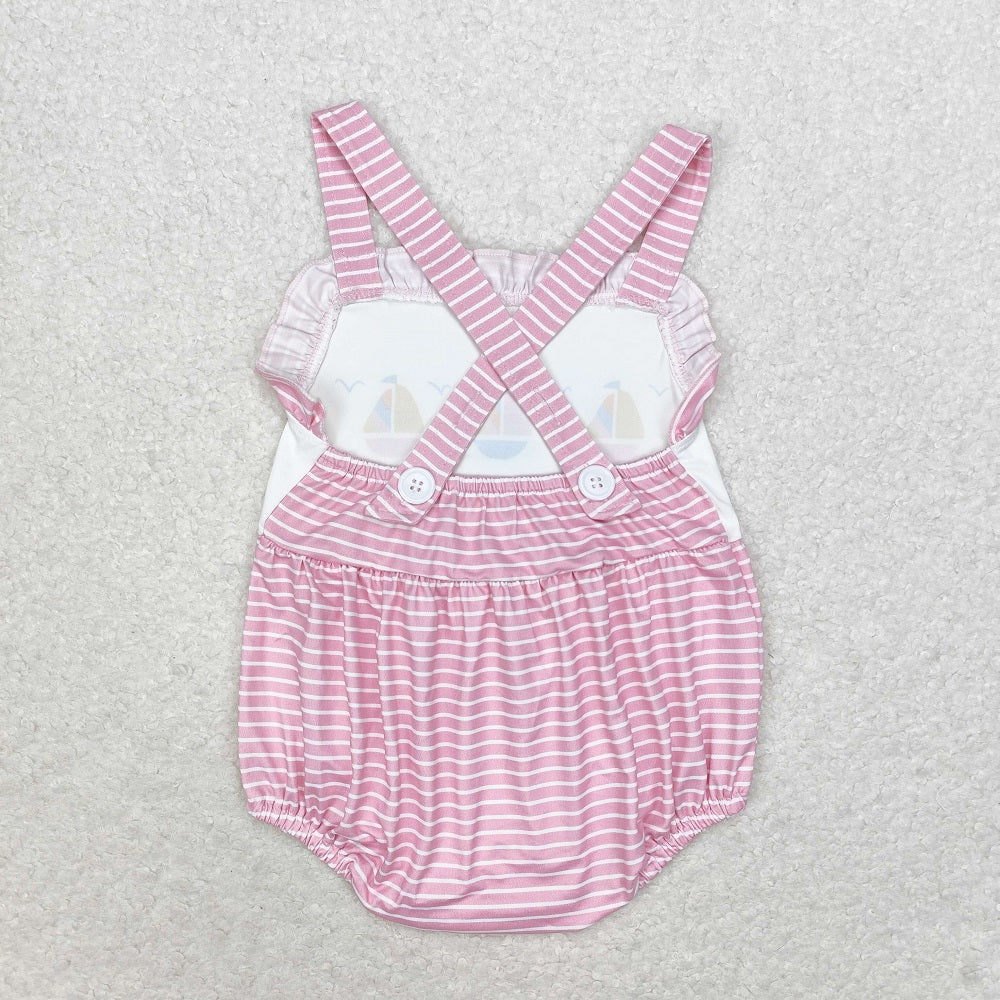 SR1058 Pink Sailboat Stripe Tank Bodysuit