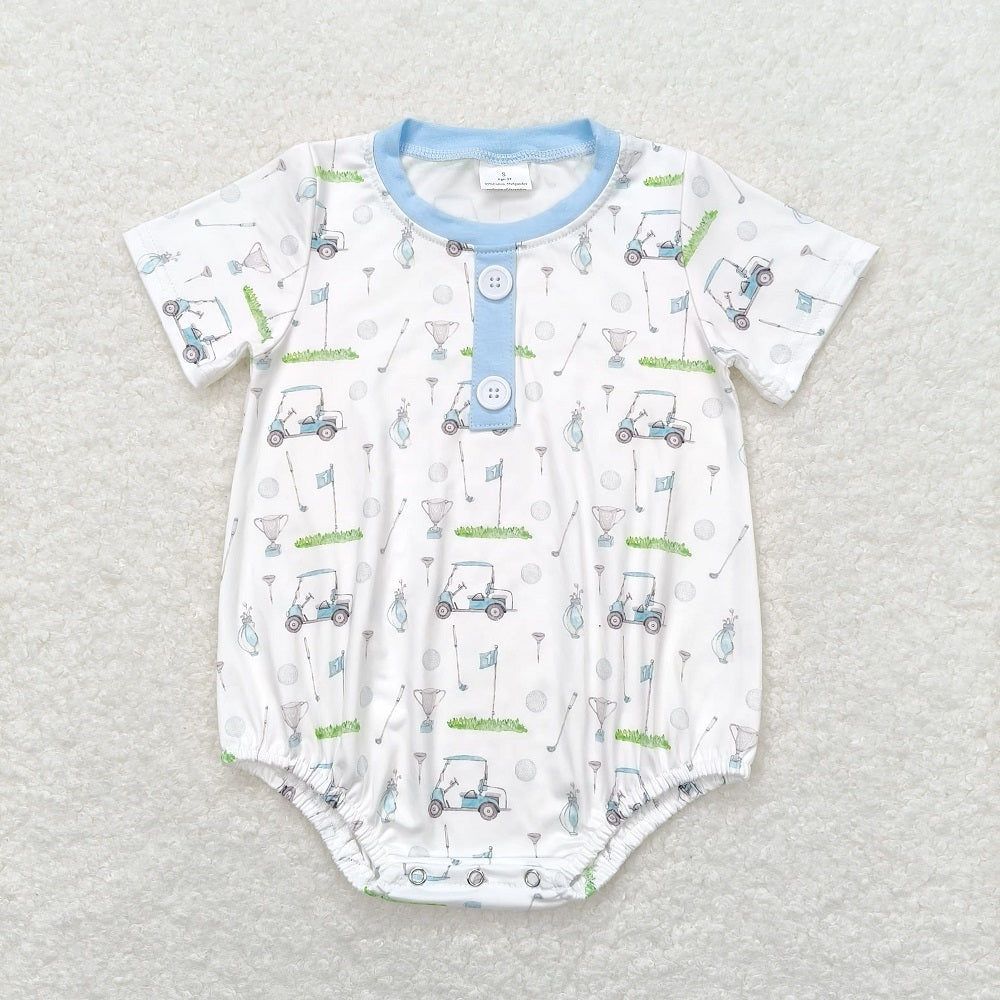 SR1070 Golf Blue and White Short Sleeve Jumpsuit