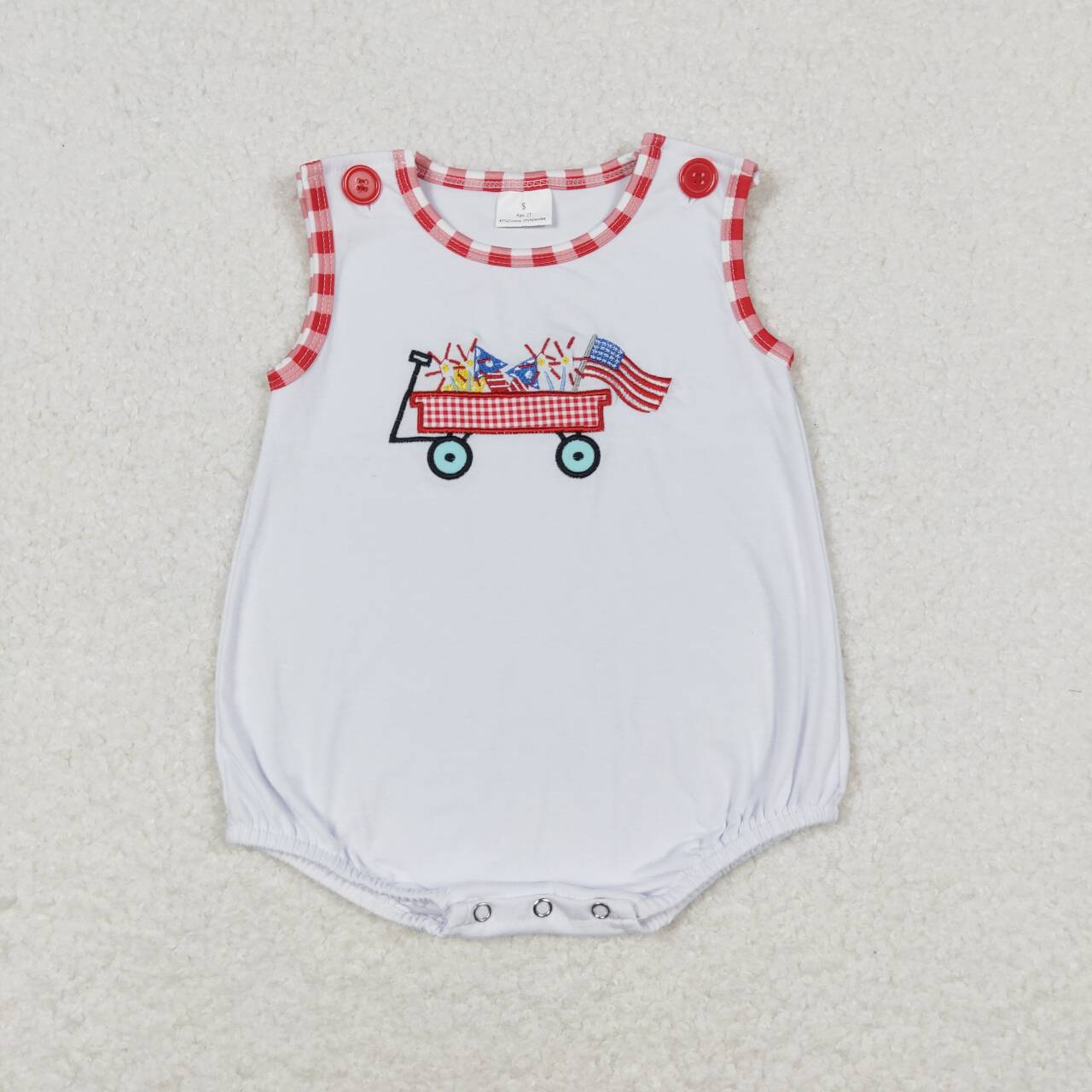 SR1078  4th of july white embroidery target tank bubble