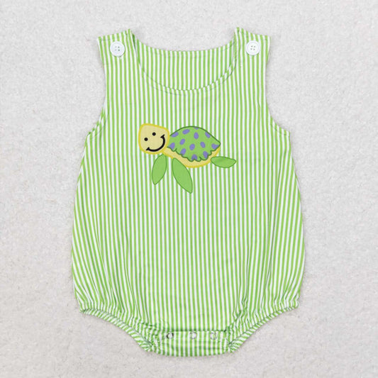 SR1093 Tortoise Green Striped Vest Bodysuit