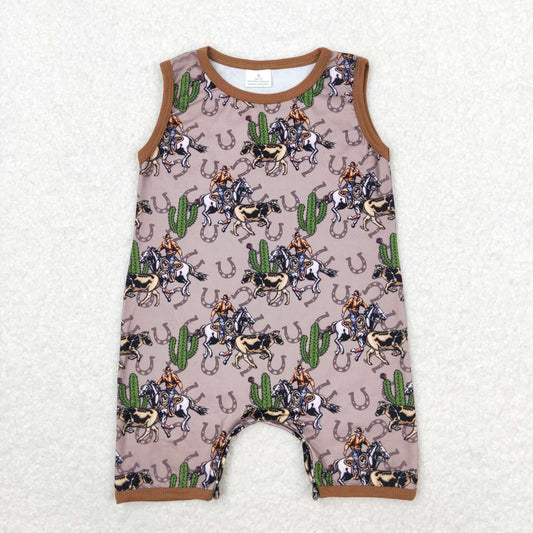 SR1101 Cactus Riding Brown Sleeveless Jumpsuit