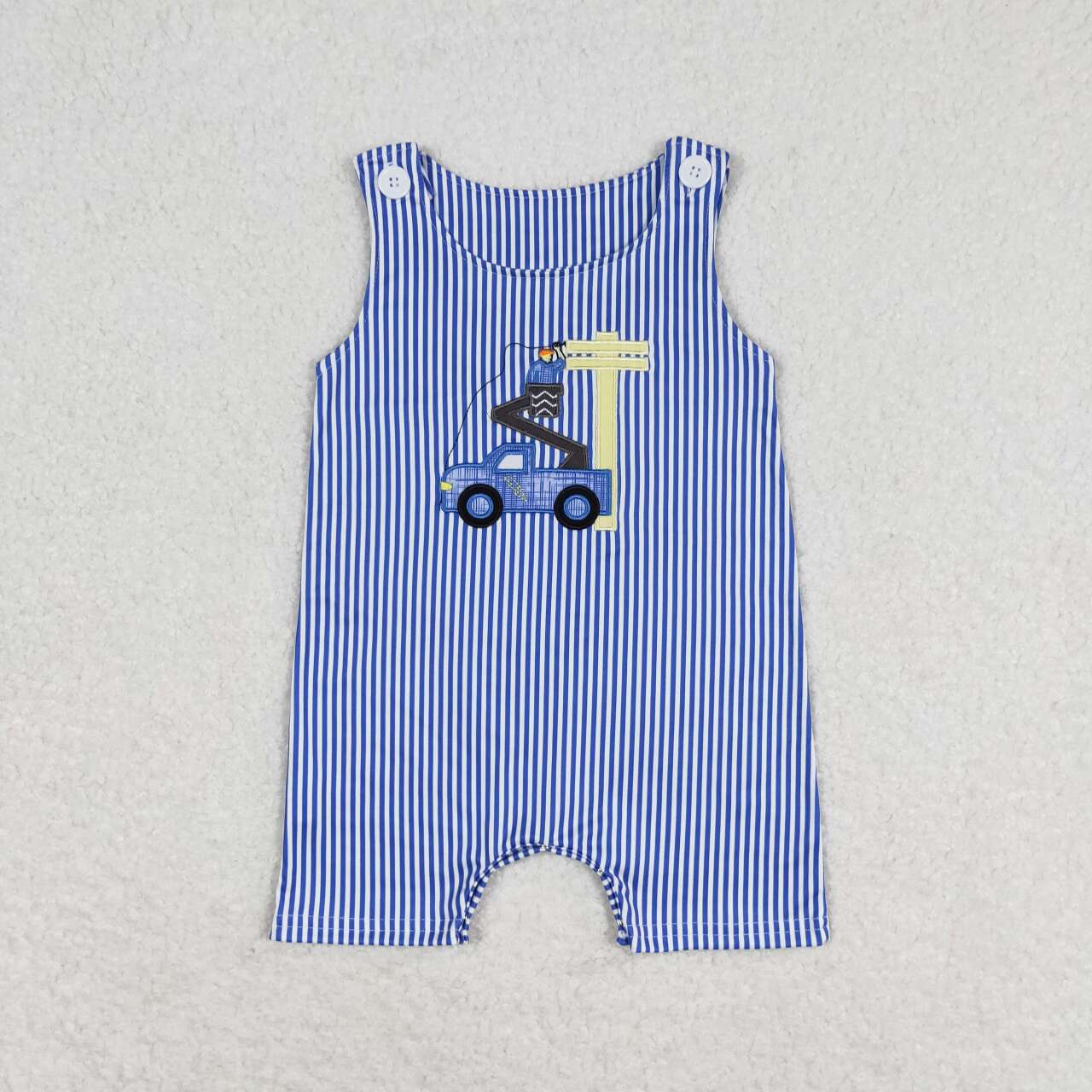 SR1102 Embroidery Pole Maintenance Worker Blue Striped Sleeveless Jumpsuit