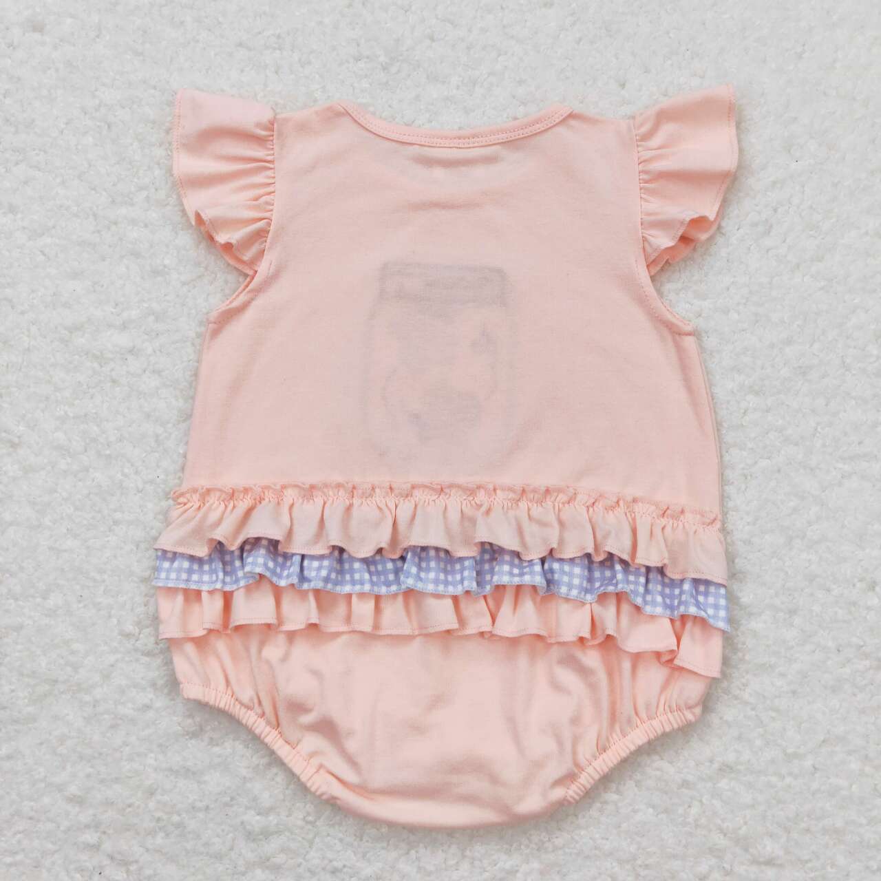 SR1112 Embroidered little bee blue plaid lace pink and orange vest jumpsuit