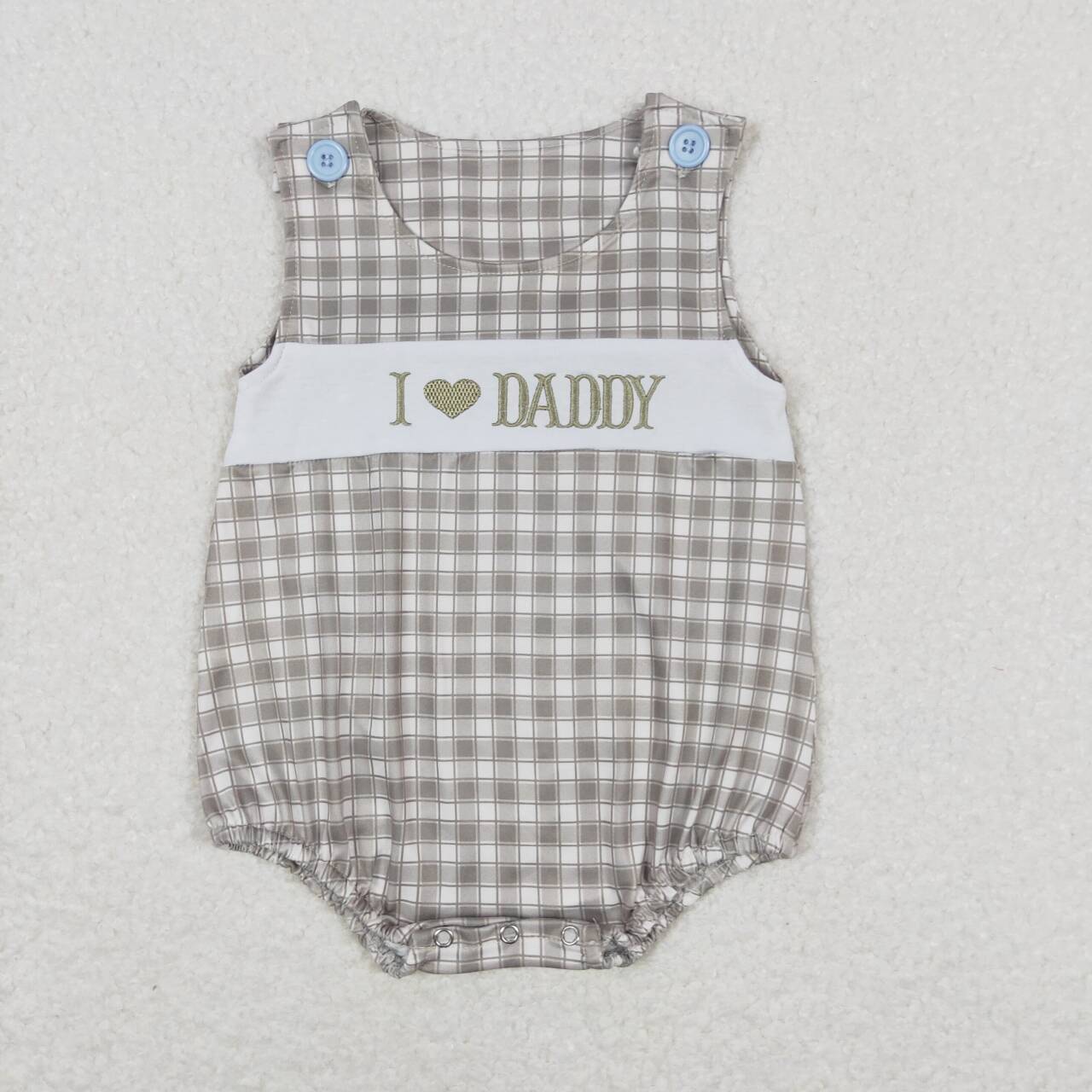 SR1120 I love daddy green plaid tank top with embroidered letters