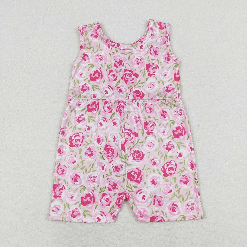 SR1127 Floral Pink Sleeveless Jumpsuit