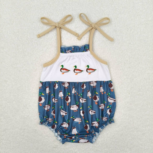 SR1133 Embroidered Duck Blue Camisole Bodysuit