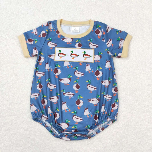 SR1134 Embroidered Duck Blue Short Sleeve Jumpsuit D 4.24