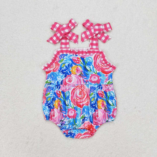 SR1143 Floral Rose Plaid Lace Camisole Bodysuit