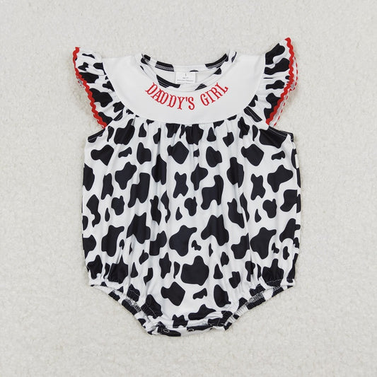 SR1146 daddy's girl letter cow pattern tank top jumpsuit