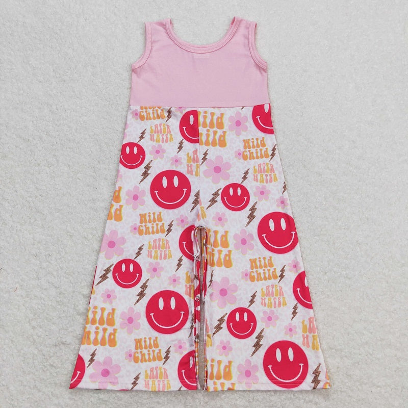 SR1195 wild child flower lightning pink sleeveless jumpsuit