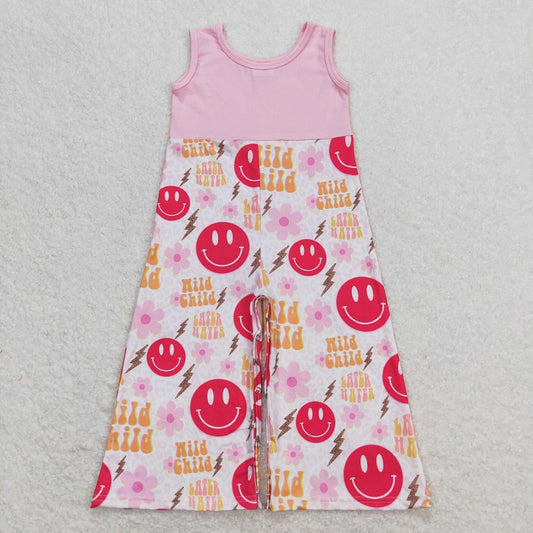 SR1195 wild child flower lightning pink sleeveless jumpsuit
