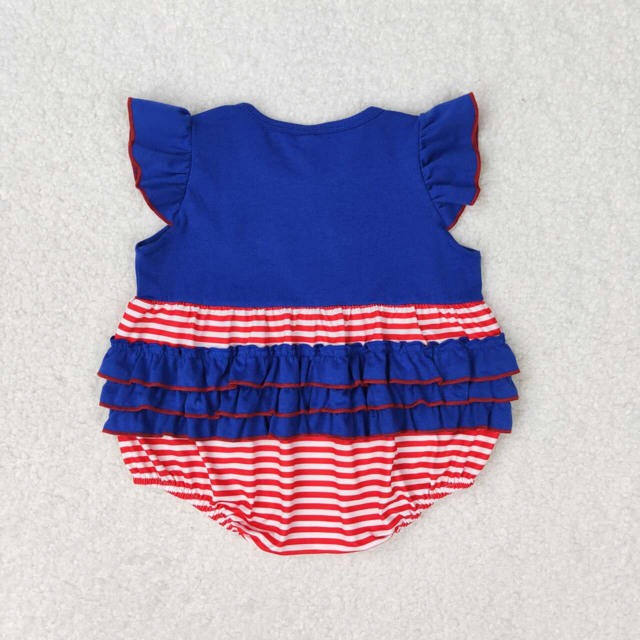 SR1211 Embroidered flag red and white striped navy blue lace vest jumpsuit