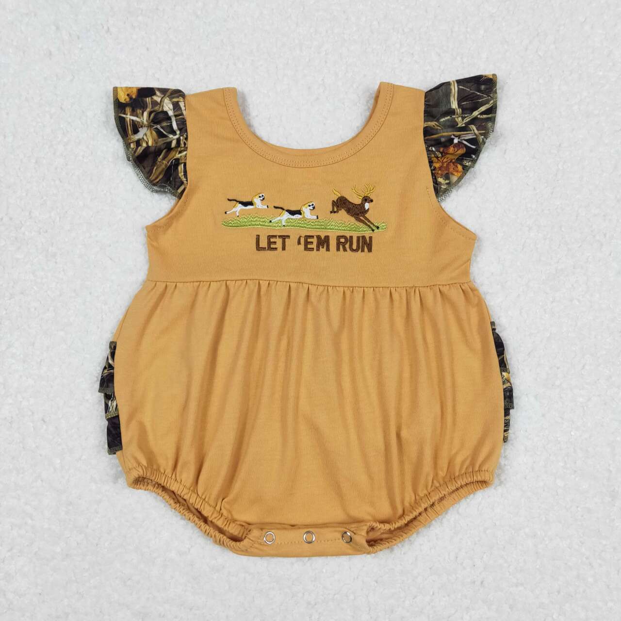 SR1219 Puppy Elk Light Brown Vest Onesie Romper