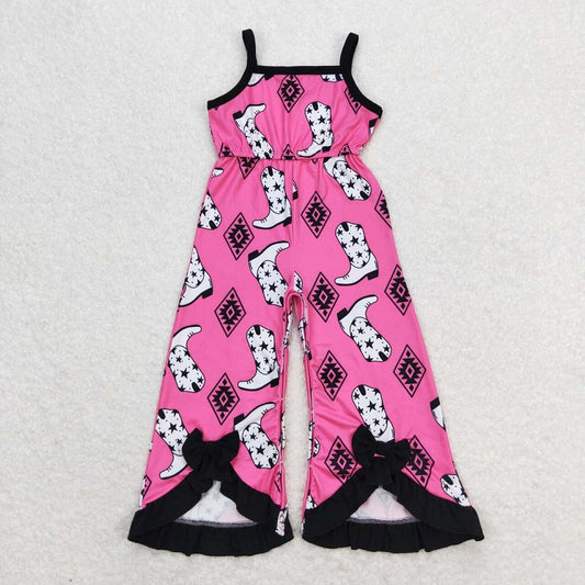 SR1238 Boots Geometric Rose Red Lace Camisole Jumpsuit