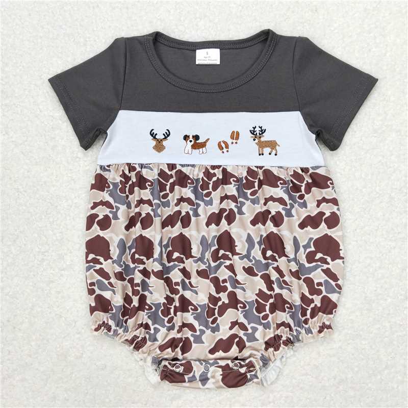 Match Western Camo Dogs Deer Hunting Baby Boys Romper D 3.18