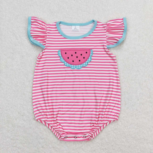 SR1268 Watermelon rose red striped flying sleeve vest jumpsuit