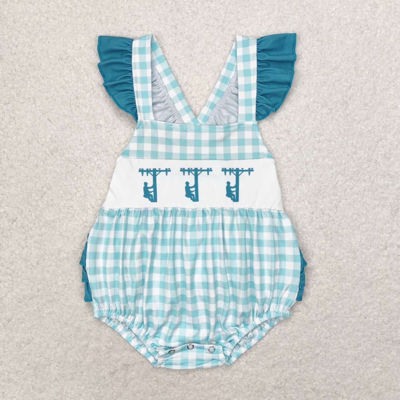 SR1290 Utility Pole Repair Worker Lace Plaid Vest Bodysuit