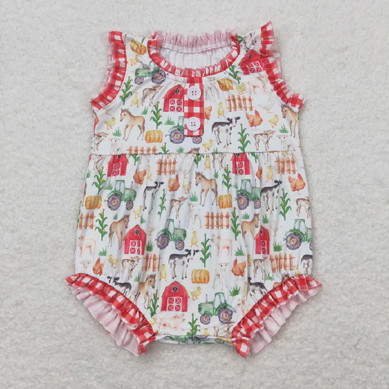 Match Baby Girls Red Farm Checkered Summer Rompers Jumpsuits D 3.21