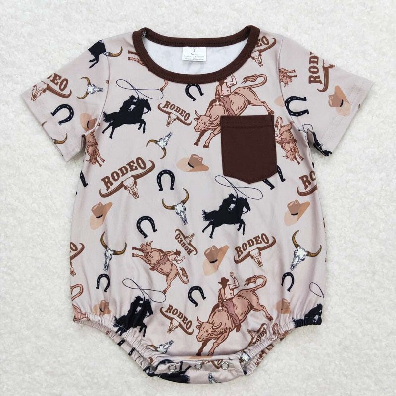 SR1358 Riding Brown Pocket Short Sleeve Jumpsuit D 4.14