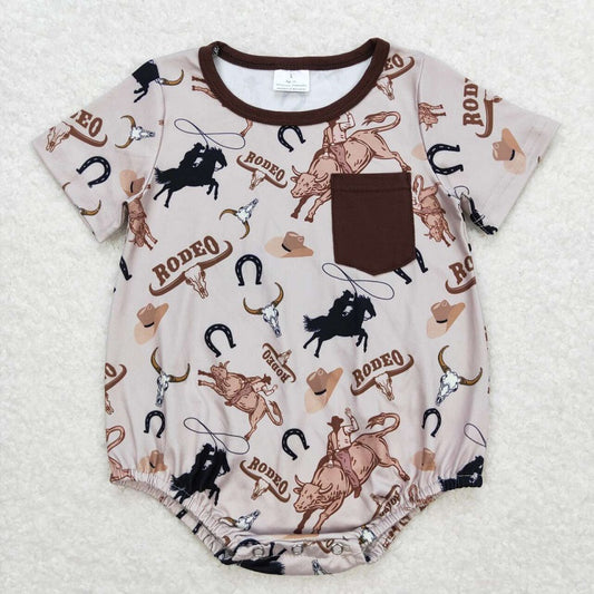 SR1358 Riding Brown Pocket Short Sleeve Jumpsuit D 4.14