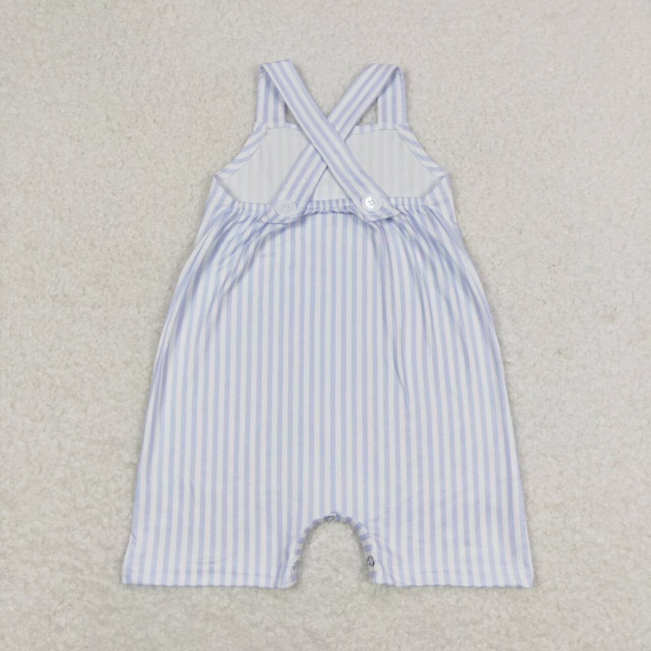 SR1362  Blue and White Striped Pocket Strap Jumpsuit