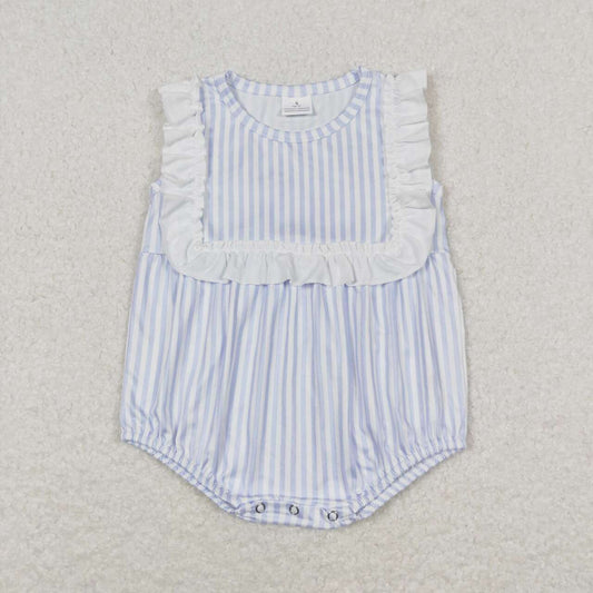 SR1363 Blue and white striped lace vest jumpsuit