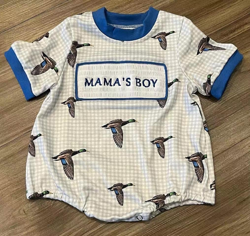 SR1377 Newborn Mama's Boy Mallard Duck Romper