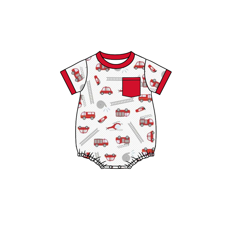 preorder SR1378 Newborn Fire Fighting Truck Romper