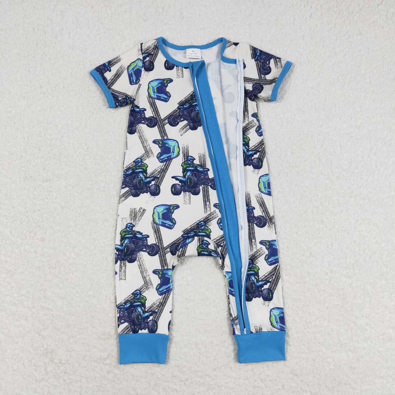 SR1379 Newborn Boys Monster Bike Romper