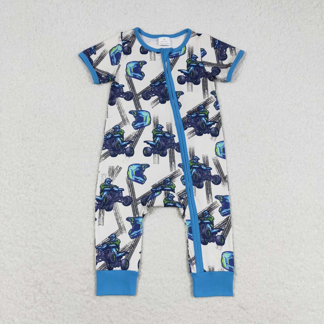 SR1379 Newborn Boys Monster Bike Romper