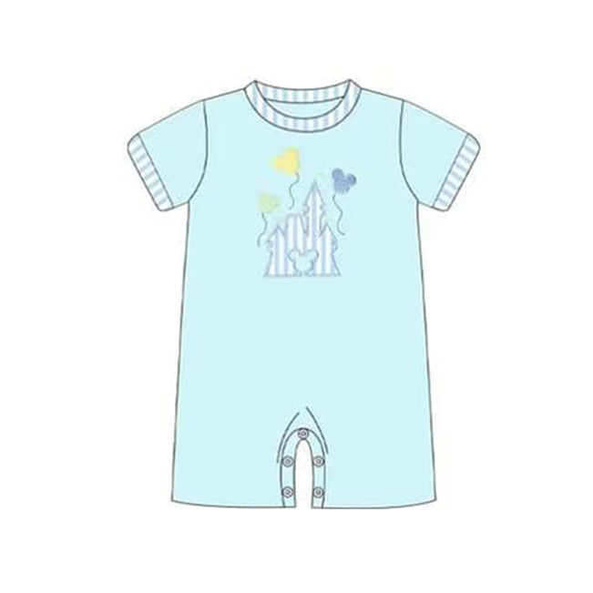 preorder SR1380 Newborn Boys Castle Blue Romper