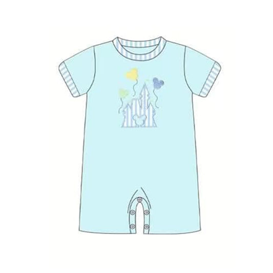 preorder SR1380 Newborn Boys Castle Blue Romper