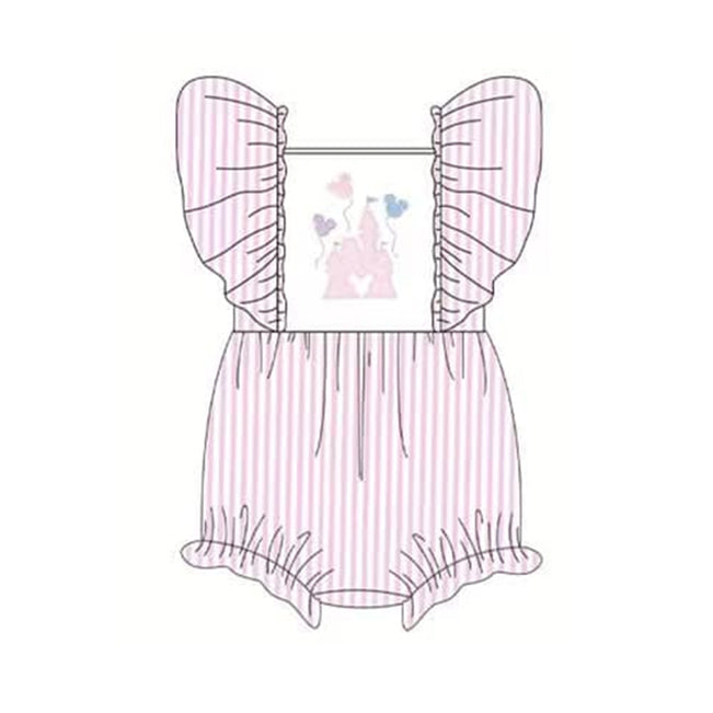 preorder SR1381 Newborn Girls Castle Pink Romper