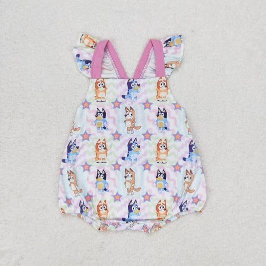 SR1419 Cartoon star wavy line pink and purple lace vest jumpsuit