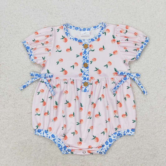 SR1425 Peach blue floral pink short sleeve jumpsuit