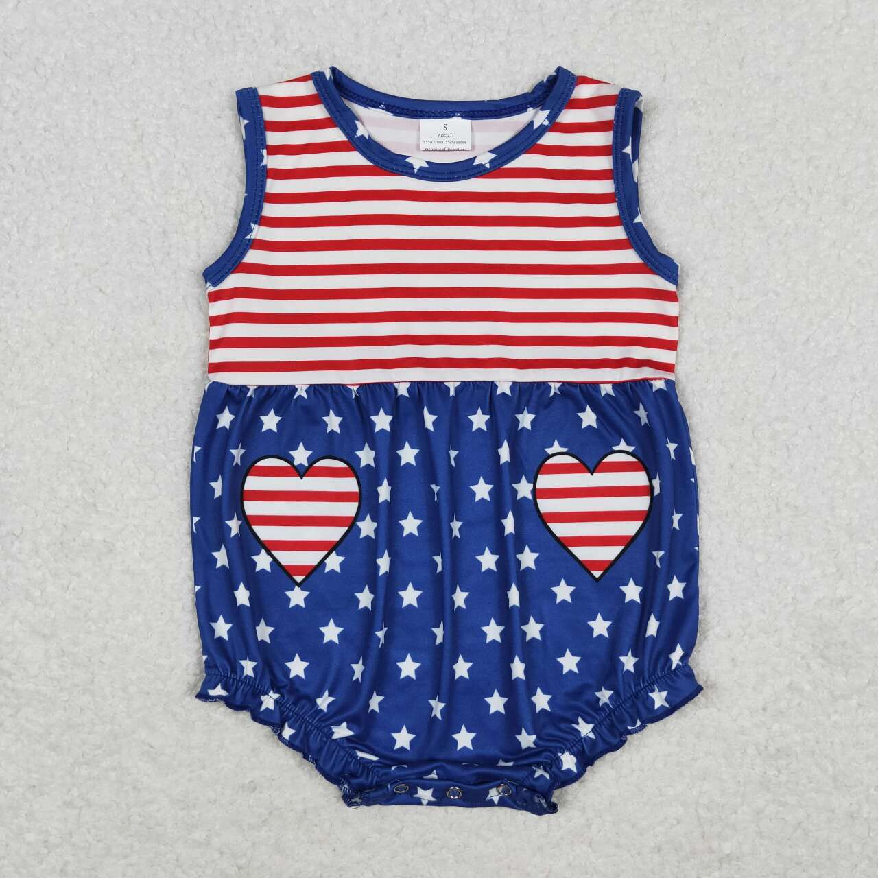 SR1444 sleeveless stripes stars romper for girl