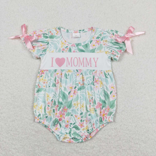 SR1471 I love mommy letter flower leaves short-sleeved jumpsuit D 5.22