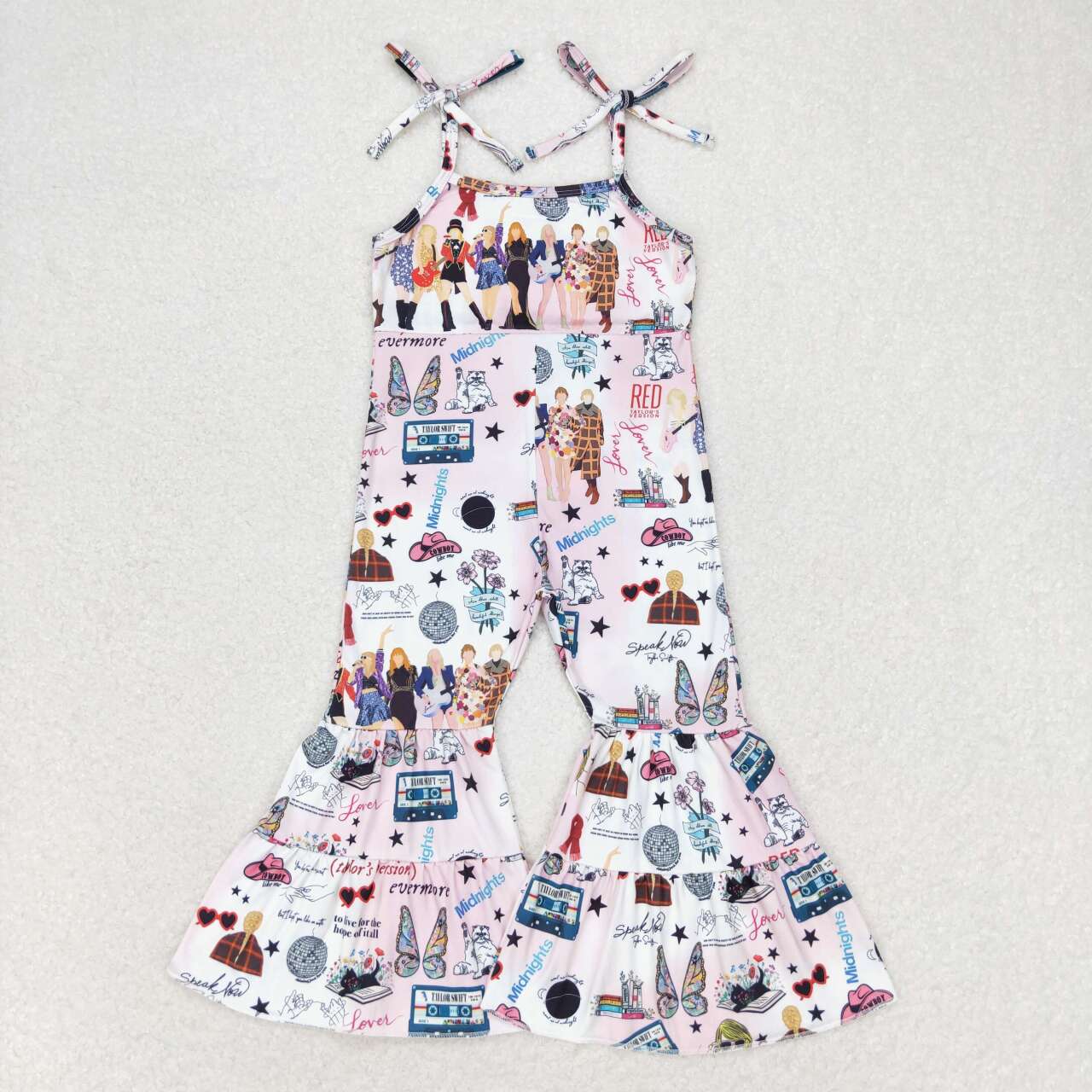 SR1474 Pink and white suspender jumpsuit