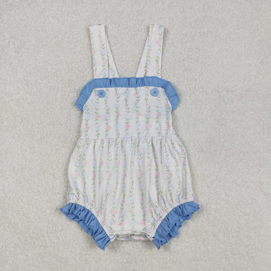 SR1478 Flowers and leaves blue lace white vest jumpsuit D 3.1