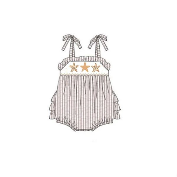 SR1488 baby girls Starfish striped lace vest jumpsuit