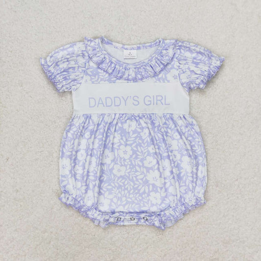 SR1491 daddy's girl blue floral lace short-sleeved jumpsuit